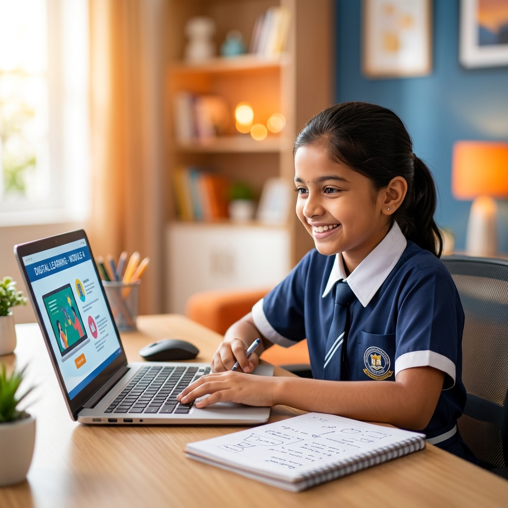 Happy student learning online with HeyyGuru