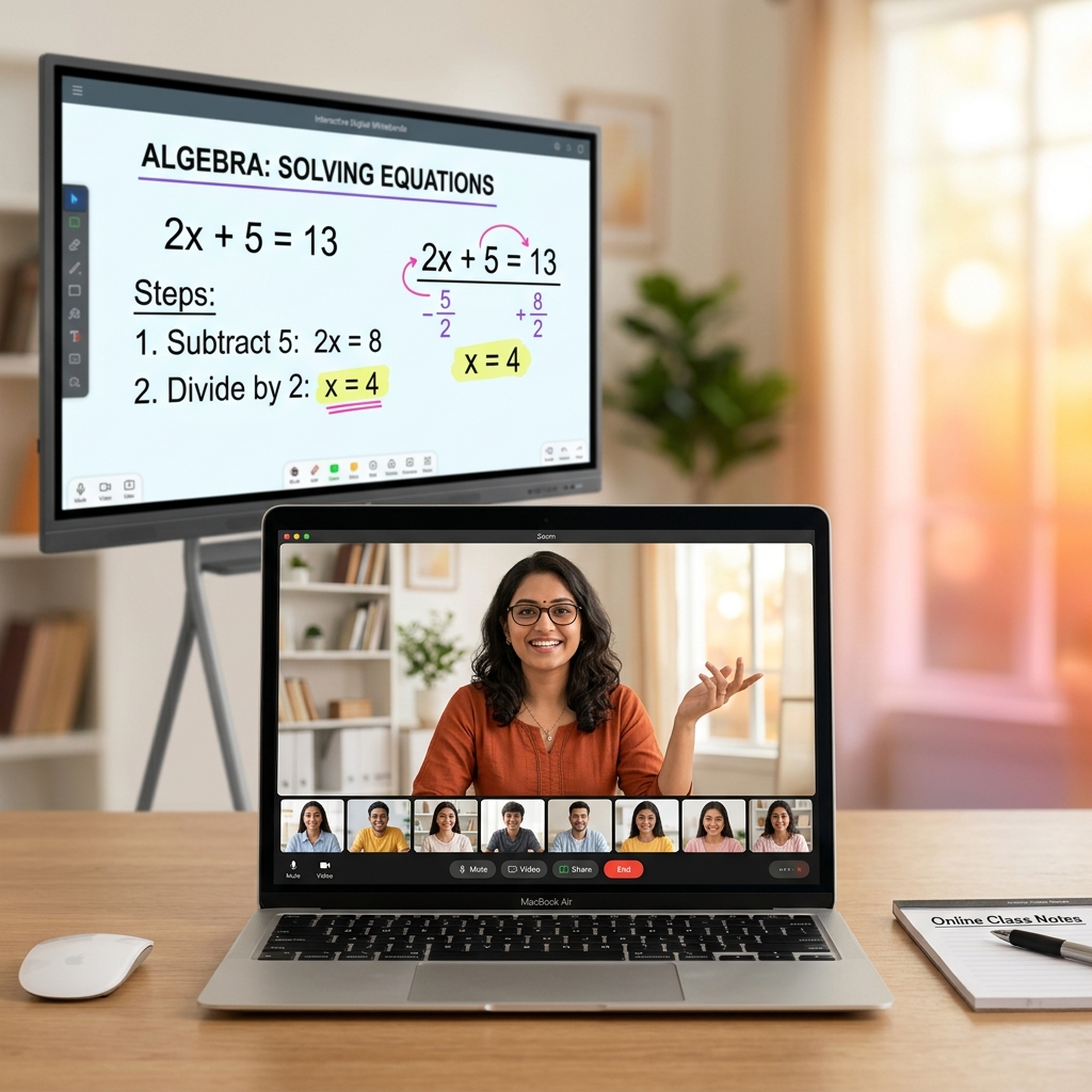Teacher conducting live online class on HeyyGuru